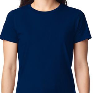 Women's <b>Navy</b> Blue Crew Neck Short Sleeve T-Shirt 100% Cotton Jersey Casual Regular Fit Breathable Solid Color Knitted <b>Top</b> - Product Image 4