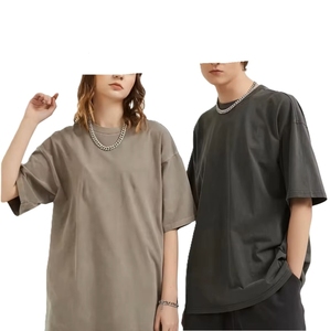 Camiseta de Algodón Lisa de Gran Tamaño, Manga Corta, Cuello Redondo, Color Sólido, Informal, para Hombre, Largo Regular, Tejido de Punto, Personalizada - Product Image 1