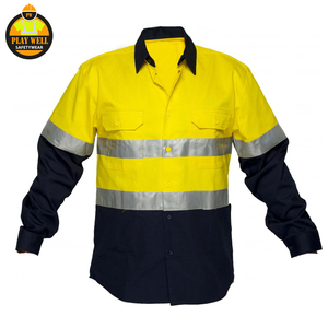 High Visibility Long Sleeve Cotton Custom Safety Worker Shirt <b>Work</b> <b>Clothes</b> Reflective Men Hi Vis Workwear Shirt - Product Image 4