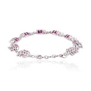 Bracelet à maillons en argent sterling 925 avec rubis naturel et diamant, motif éléphant porte-bonheur, prix de gros pour femmes - Product Image 6
