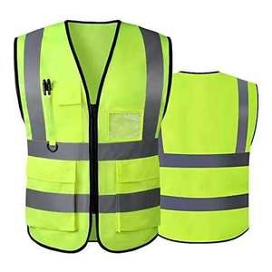Gilet de sécurité haute visibilité jaune fluorescent, gilet réfléchissant en maille, gilet à rayures réfléchissantes avec logo personnalisé, gilet de sécurité unisexe - Product Image 1
