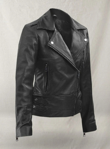 Chaqueta de Motociclista de Cuero Genuino para Mujer, Inspirada en Celebridades, Chaqueta de Moda para Motociclistas - Product Image 3