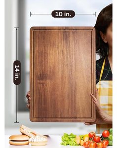 Grande planche à découper rectangulaire en bois avec poignée, planche à découper de cuisine, planche de préparation alimentaire, planche de service pour la maison et les restaurants - Product Image 4