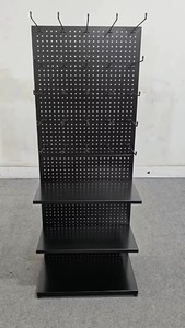 Multi Function Free Modular Floor Round Hole Metal Cell Phone Accessories Stand Pegboard <b>Display</b> Rack with <b>Hook</b> - Product Image 2