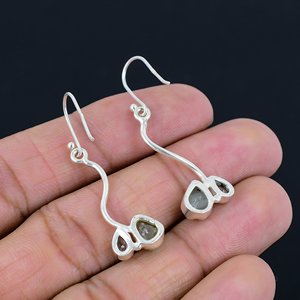 Best Quality Aquamarine Druzy Gemstone Wholesale 925 Sterling <b>Silver</b> Stylish and Elegant Fashion Dangle Earrings - Product Image 3