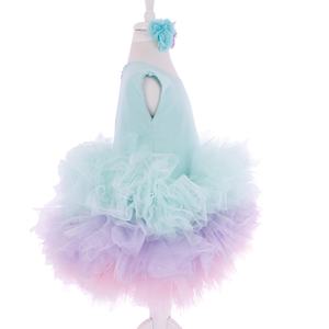 Vestido de encaje para recién nacido con capas florales de diseñador personalizado de alta calidad para niñas, traje moderno para fiesta, boda, cumpleaños, cuello redondo para niños - Product Image 3