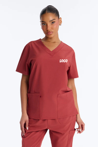 Tenues médicales personnalisées pour femmes avec logo d'hôpital, ensembles de blouses d'infirmière avec pantalon droit en tissu polyester/spandex - Product Image 2