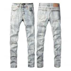 Designer Style <b>Men's</b> Distressed <b>Biker</b> Denim Trousers - Product Image 5