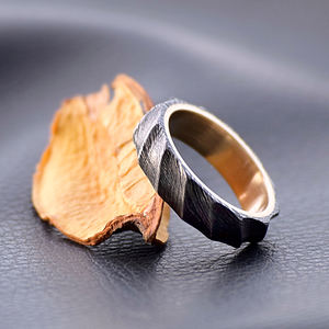 Handmade Damascus Steel <b>Ring</b> Handforged Style Latest Design Brass Inner With High Quality Best for <b>Couple</b> <b>Ring</b> - Product Image 3