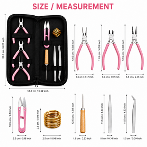 Kit de suministros para hacer joyas, herramientas de acero inoxidable con mangos rosas para manualidades, juego de 8 piezas - Product Image 3