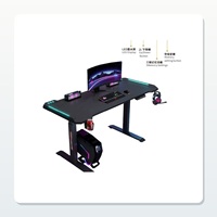 Bureau de jeu électrique moderne RGB avec réglage en hauteur et trois préréglages de mémoire pour l'e-sport, le bureau à domicile et la villa