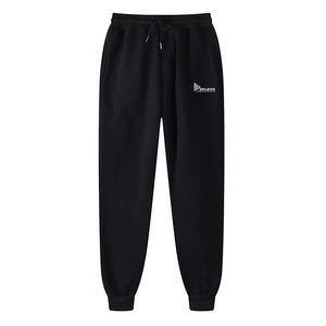 Pantalon de survêtement en coton personnalisé pour homme, taille élastique avec cordon de serrage, décontracté, mi-lourd, respirant, avec logo imprimé sur la jambe droite - Product Image 1