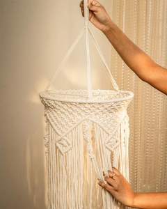 Handmade Cotton Macrame <b>Large</b> Cylindrical Chandelier with Iron Metal Frame Boho Hanging Decor for Home Bulk Supply Hanging Lamp - Product Image 2