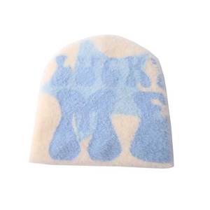 Bonnet en fausse fourrure rose avec motif étoile géométrique imprimé floqué, casquette d'hiver unisexe en peluche, style décontracté 56-58CM - Product Image 6