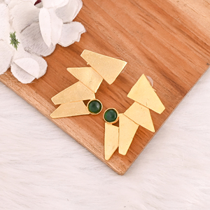 Elegantes Pendientes de Latón Chapado en Oro con Gema de Esmeralda Hidroponizada, Joyería de Moda Hecha a Mano para Mujer, Regalo - Product Image 4