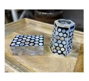 Meilleur design – Brûleur d'encens Mubkhara en os incrusté de nacre, fait main, écologique, à base de soja biologique, aromatique - Product Image 3