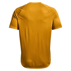 T-shirt décontracté pour homme, jaune moutarde, manches courtes, col rond, coupe classique, 100% coton tricoté, séchage rapide, respirant, couleur unie, 300g - Product Image 4