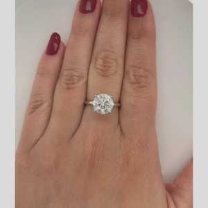 4 Carat Round Lab Diamond Solitaire <b>Ring</b>, 18k Gold <b>Thin</b> Band Engagement <b>Ring</b> IGI Certified - Product Image 2