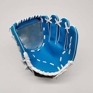 Gant de baseball synthétique bleu pour droitier, pour outfield, à doigts entiers, avec fermeture auto-agrippante, taille adulte, antidérapant, toutes saisons - Product Image 6
