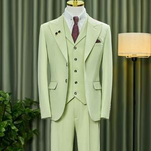 Costume trois pièces pour homme, coupe ajustée, costume professionnel pour homme, costume de mariage, vêtements de témoin, veste et pantalon, gilet - Product Image 5