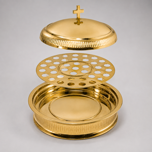 Plateau de service de communion finition or, ensemble en acier inoxydable, plateau sacré avec couvercle, assiette pour cérémonie religieuse - Product Image 4