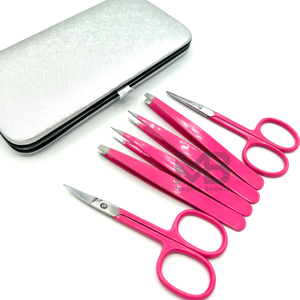 Ensemble de pinces à épiler en acier inoxydable avec pointe fine, couleur rose vif, style moderne durable pour une mise en forme précise - Product Image 2