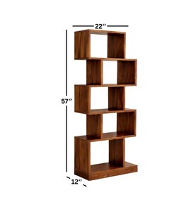 Wholesale Modern <b>Solid</b> Wood Bookshelf Zigzag <b>Wooden</b> Display Rack Free Standing Organizer for Living Room | Pindel Handicraft - Product Image 2