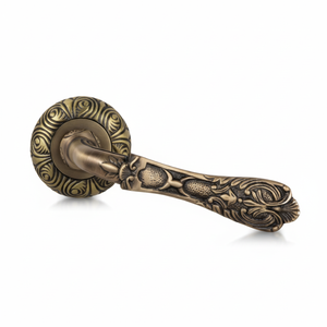 Poignée de porte en bronze antique Verdant Fleur avec motif floral sculpté, levier décoratif de luxe pour portes intérieures, maison et bureau - Product Image 1