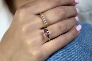 Eye Shaped Purple Amethyst Faceted Gemstone Solid 925 Sterling <b>Silver</b> Prong Setting Purple Gemstone <b>Solitaire</b> <b>Rings</b> Fine Jewelry - Product Image 4
