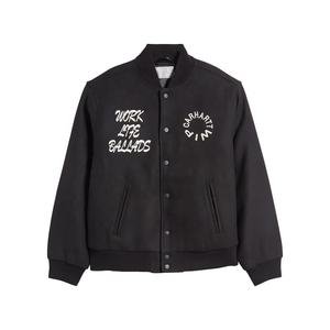 Blouson aviateur à manches en cuir brodé chenille de laine personnalisé OEM pour hommes - Product Image 5