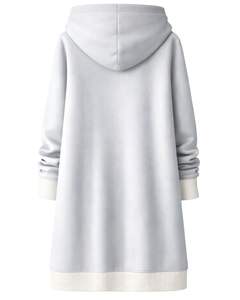 Sudadera con Capucha Larga Gris Claro para Mujer, Abrigo de Invierno con Forro Polar y Bolsillos Tipo Canguro, Casual, OEM, Personalizado de Fábrica - Product Image 2