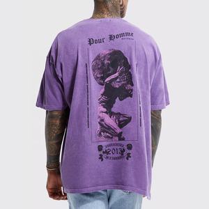 เสื้อยืดผ้าฝ้ายฟอกสีกรดของผู้ชายเสื้อยืดซักได้แอซิดแบบย้อนยุคโลโก้ตามสั่ง100% - Product Image 3