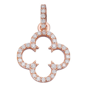 Pendentif en cristal plaqué or rose avec pierres rondes taillées en brillant, design classique trèfle à quatre feuilles, bijou unisexe, cadeau - Product Image 3