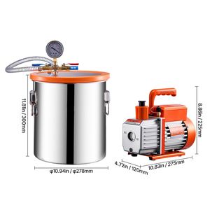 Kit de Cámara de Vacío de Acero Inoxidable de 5 Galones con Bomba de 3.5 CFM de Una Etapa, Bomba de Vacío para Desgasificación ACR, Recipientes a Presión - Product Image 3