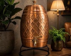 Dispensador de Cobre Repujado con Grifo y Tapa, Recipiente de Almacenamiento de Cobre Martillado, Estilo Vintage para Uso Doméstico, Gran Capacidad - Product Image 5