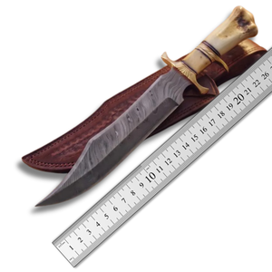 A&M ENTERPRISES Handmade Fixed Damascus Steel Drop Point Utility Bowie <b>Knife</b> Straight <b>Bone</b> <b>Handle</b> Leather Sheath <b>Knives</b> 3-Year - Product Image 5