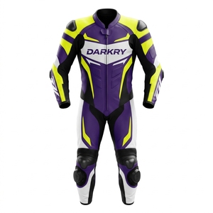 Combinaison en cuir personnalisée pour la course moto, équipement de moto en gros OEM, vêtements de protection pour la course sur circuit, gants, bottes, chaussures - Product Image 1