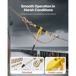 8000 Lbs Working Load Ratchet Tie Downs 5/16 X 12.8 ft G80 Chains Binder Set New <b>Model</b> '<b>D</b>' Tie <b>D</b>" - Product Image 4