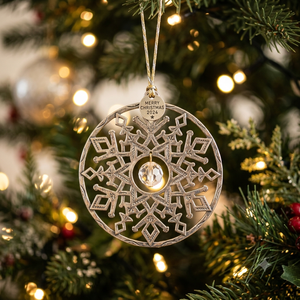 Adorno de Navidad Personalizado de Latón Antiguo con Diseño de Corona, Marco de Copo de Nieve de Metal Martillado, Colgante para Árbol, Venta al por Mayor - Product Image 4