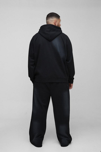 Private <b>Label</b> Men's Full Zip Hoodies Tracksuit Heavyweight Cotton Fleece Wide Leg Sweatpants Washed Finish Streetwear Supplier - Product Image 2