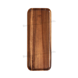 Plateau de service rectangulaire en bois d'acacia massif, design moderne, fait main, de luxe, vendu par un fournisseur indien. - Product Image 1