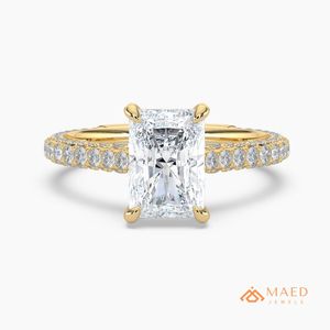 Anillo de compromiso de moissanita plateada con corte radiante y halo oculto, joyería de lujo para novia, boda y aniversario, tendencia en EE. UU. - Product Image 1