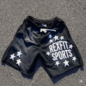 REXFIT SPORTS กางเกงขาสั้นผ้าฝ้ายฟลีซผู้ชายแบบสั่งทำพิเศษ พิมพ์ลายโลโก้แบบนูน สไตล์สตรีทแวร์ กางเกงออกกำลังกาย กางเกงลำลอง ผู้ผลิตและจำหน่าย - Product Image 1