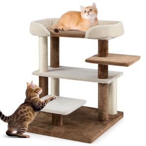 Árbol para Gatos 2 en 1 con Escaleras Grises y Plataformas de 4 Niveles, con Postes de Sisal para Rascar - Product Image 1