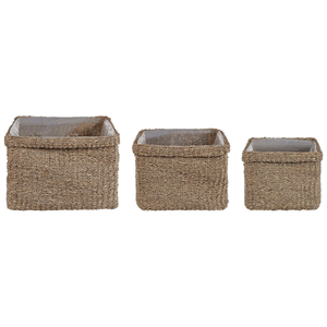 Natural Set of 3 Seagrass <b>Plant</b> Pots <b>Baskets</b> Decorative Boho Style Indoor Planter Pot Made in Vietnam - Product Image 1