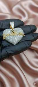 จี้รูปหัวใจประดับเพชรโมอิสซาไนต์ เงินแท้ 925 ชุบทอง ดีไซน์หรูหรา สำหรับผู้หญิง เป็นของขวัญ - Product Image 4