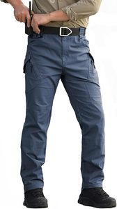 Men's Navy Tactical Cargo Pants High Waist Multiple <b>Pockets</b> Canvas Material Workwear Style Quick Dry Autumn Outdoor <b>Trousers</b> - Product Image 2