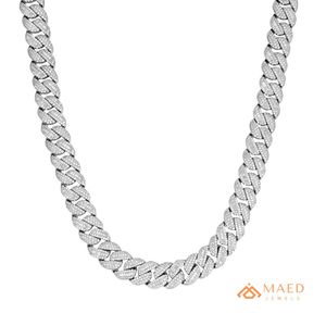 Collar de eslabones cubanos de moissanita plateada con incrustaciones de circonitas, estilo hip hop, joyería de lujo para hombres y mujeres - Product Image 1