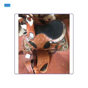 Selle de cheval western artisanale marron en cuir véritable pur, équipement d'équitation, prête à l'exportation - Product Image 1