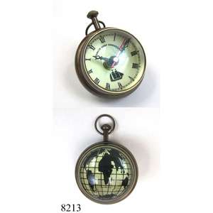 Nautical Style Brass/Glass Table <b>Clock</b> Premium Polish Finished Tortoise Turtle Design Custom Print Blue Color Metal Glass Lid - Product Image 6